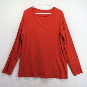 Coldwater Creek Shirt Womens 1X Red Long Sleeve‎ Supima Cotton Stretch Pullover